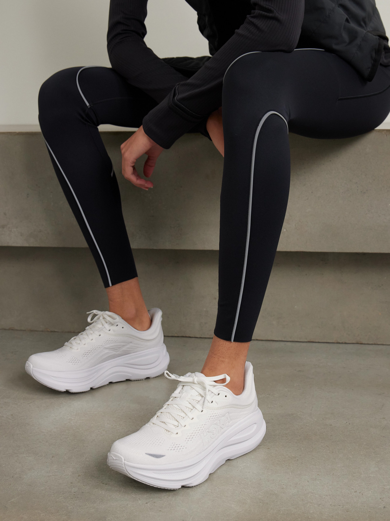 Hoka Bondi 9 Rubber-trimmed Mesh Sneakers In White