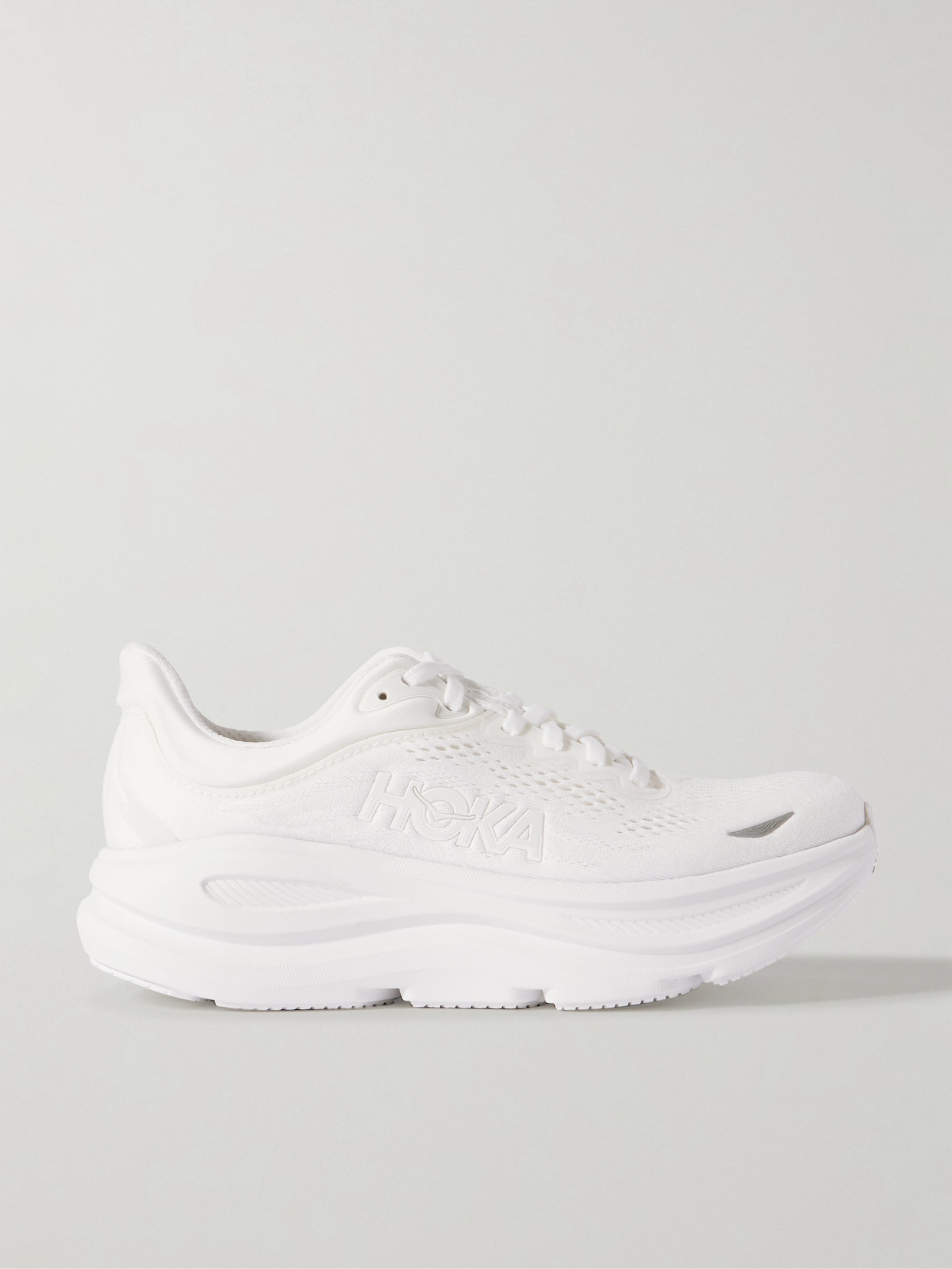 Hoka Bondi 9 Rubber-trimmed Mesh Sneakers In White