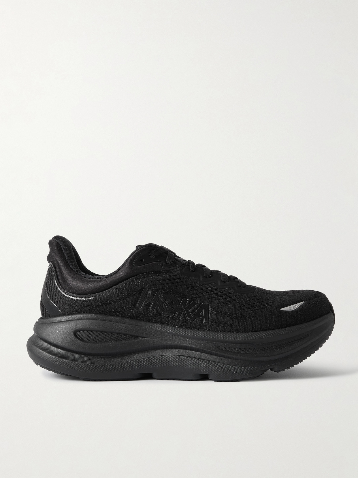 Hoka Bondi 9 Rubber-trimmed Mesh Sneakers In Black