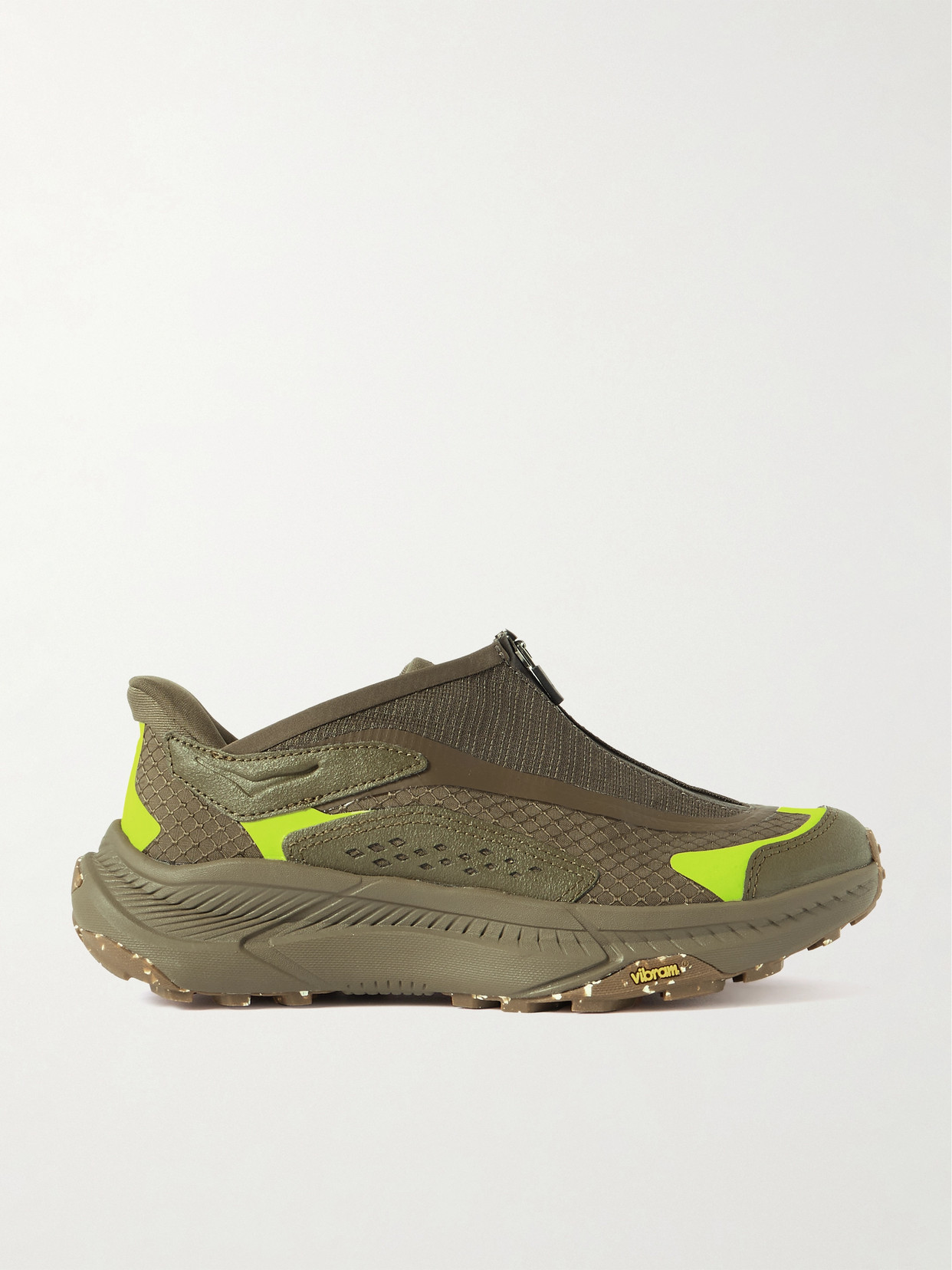 Hoka Project Transport Rubber-trimmed Ripstop And Mesh Sneakers In Green
