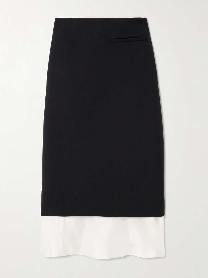 RÓHE Silk-trimmed Wool-blend Midi Skirt
