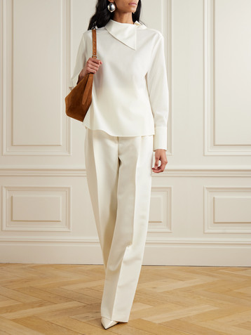 Róhe Asymmetric wool-blend blouse