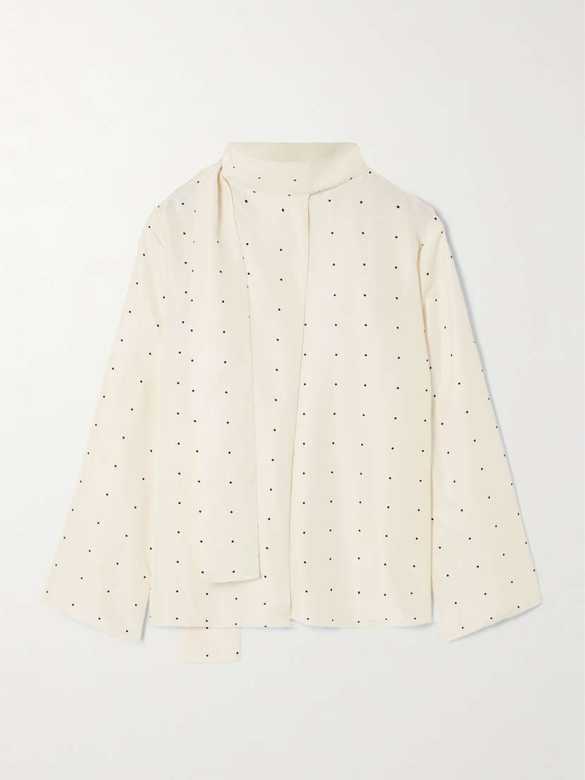 RÓHE Tie-detailed Polka-dot Silk Blouse