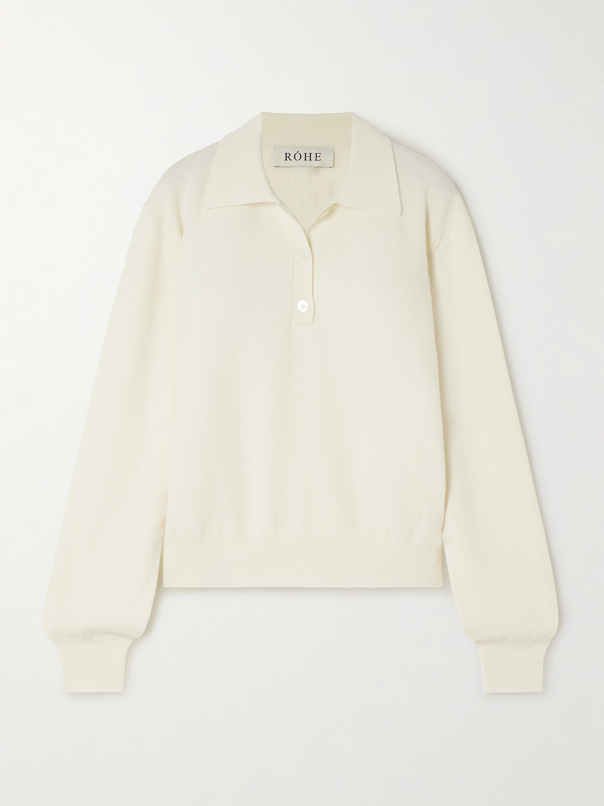 Rohe Merino Wool And Cashmere-blend Polo Sweater In Off-white