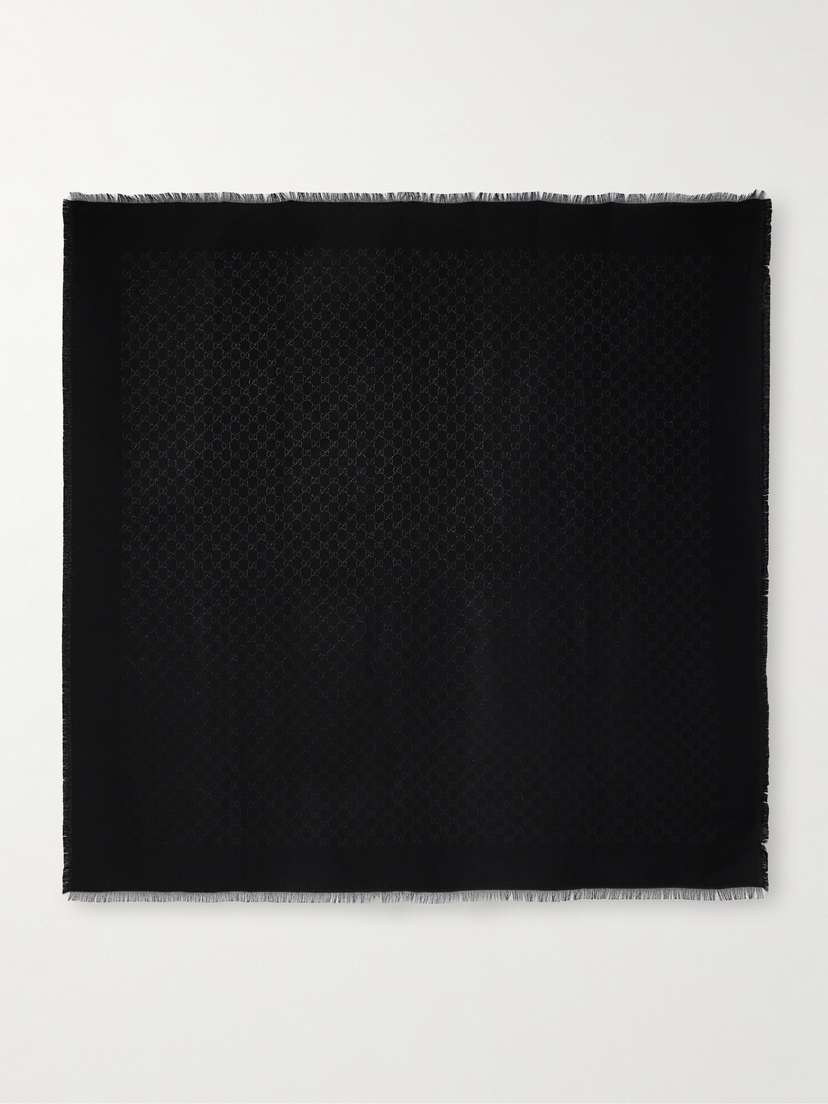 Gucci Fringed Metallic Jacquard Scarf