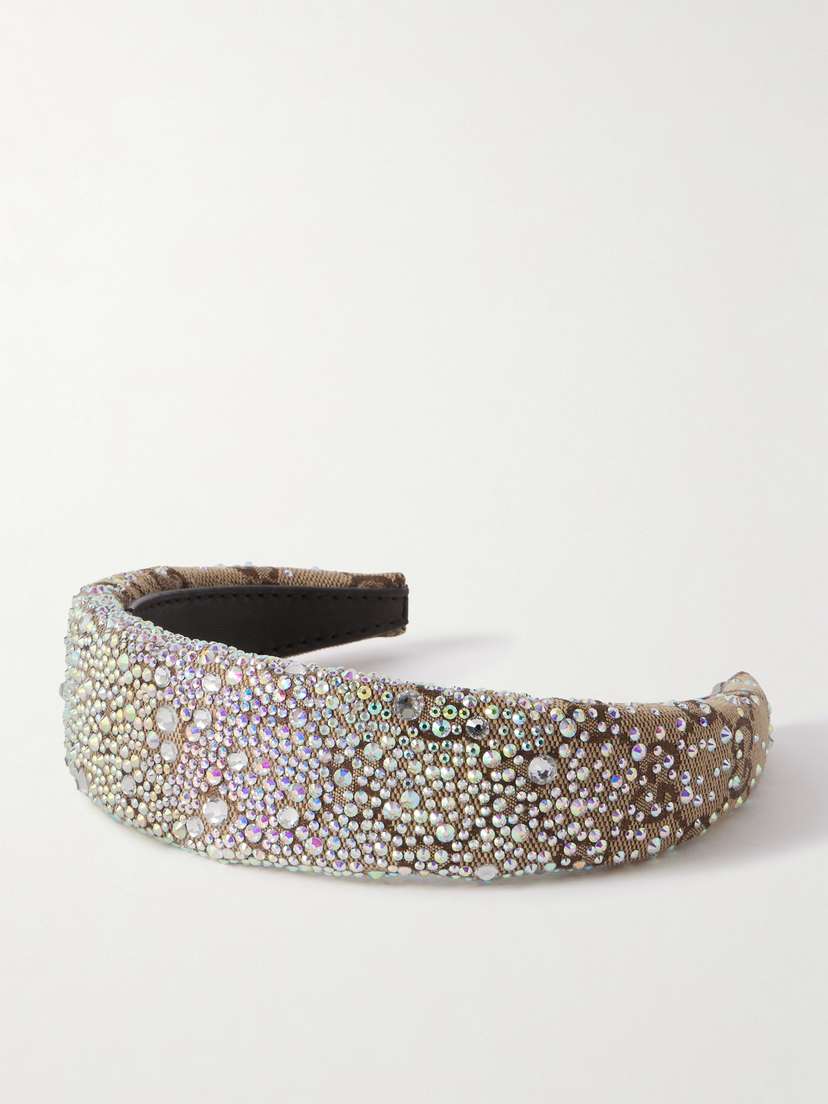 Gucci Crystal-embellished Canvas-jacquard Headband