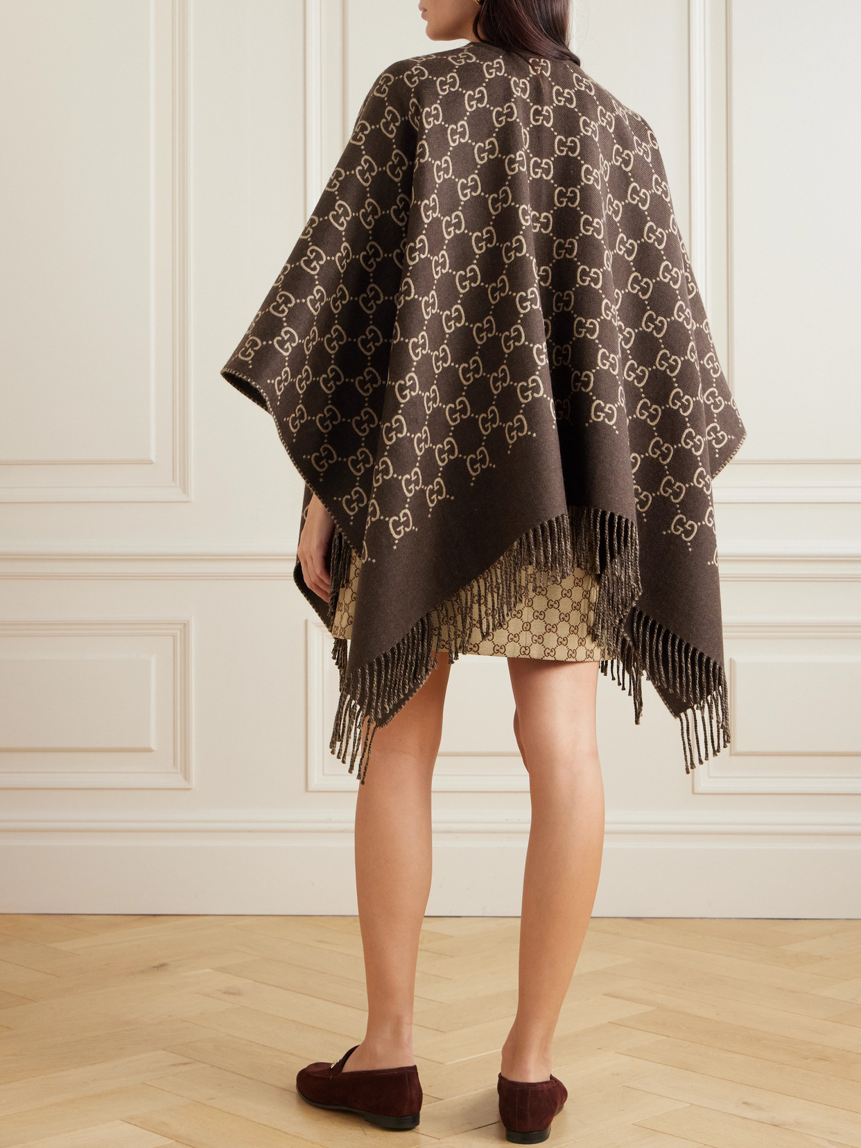 Fringed Wool-Jacquard Wrap