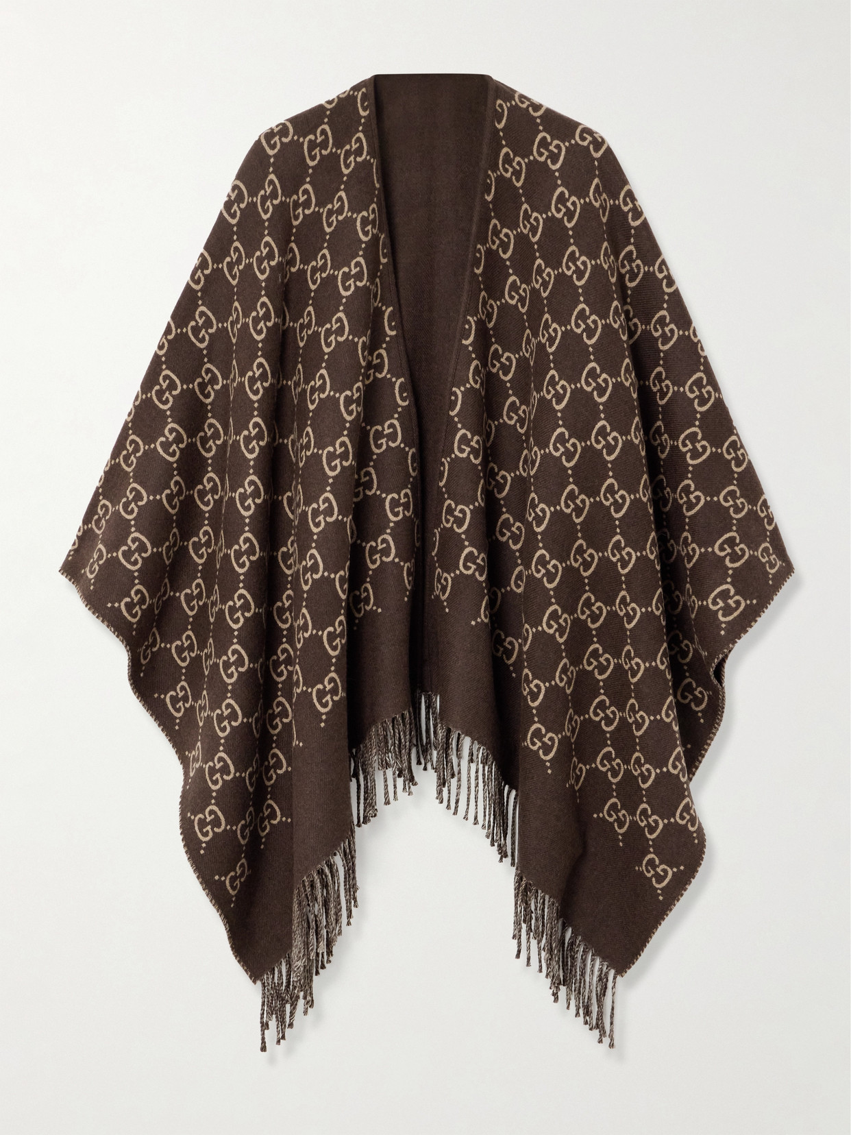 Fringed Wool-Jacquard Wrap