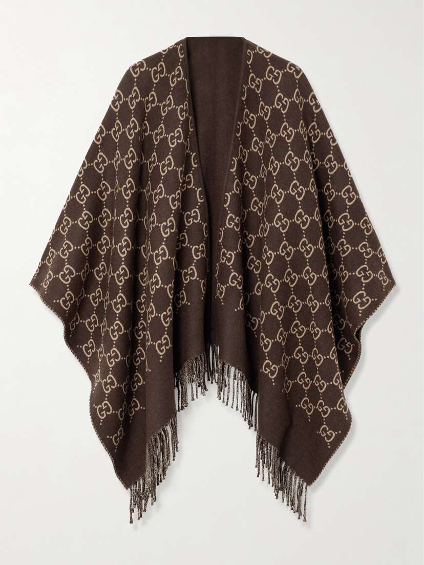 Gucci Fringed Wool-jacquard Wrap