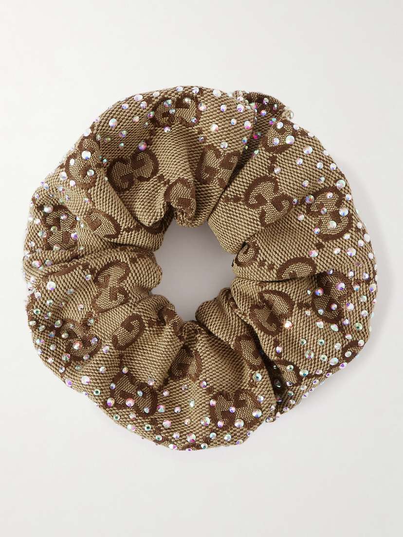 Gucci Crystal-embellished Cotton-blend Canvas-jacquard Hair Tie