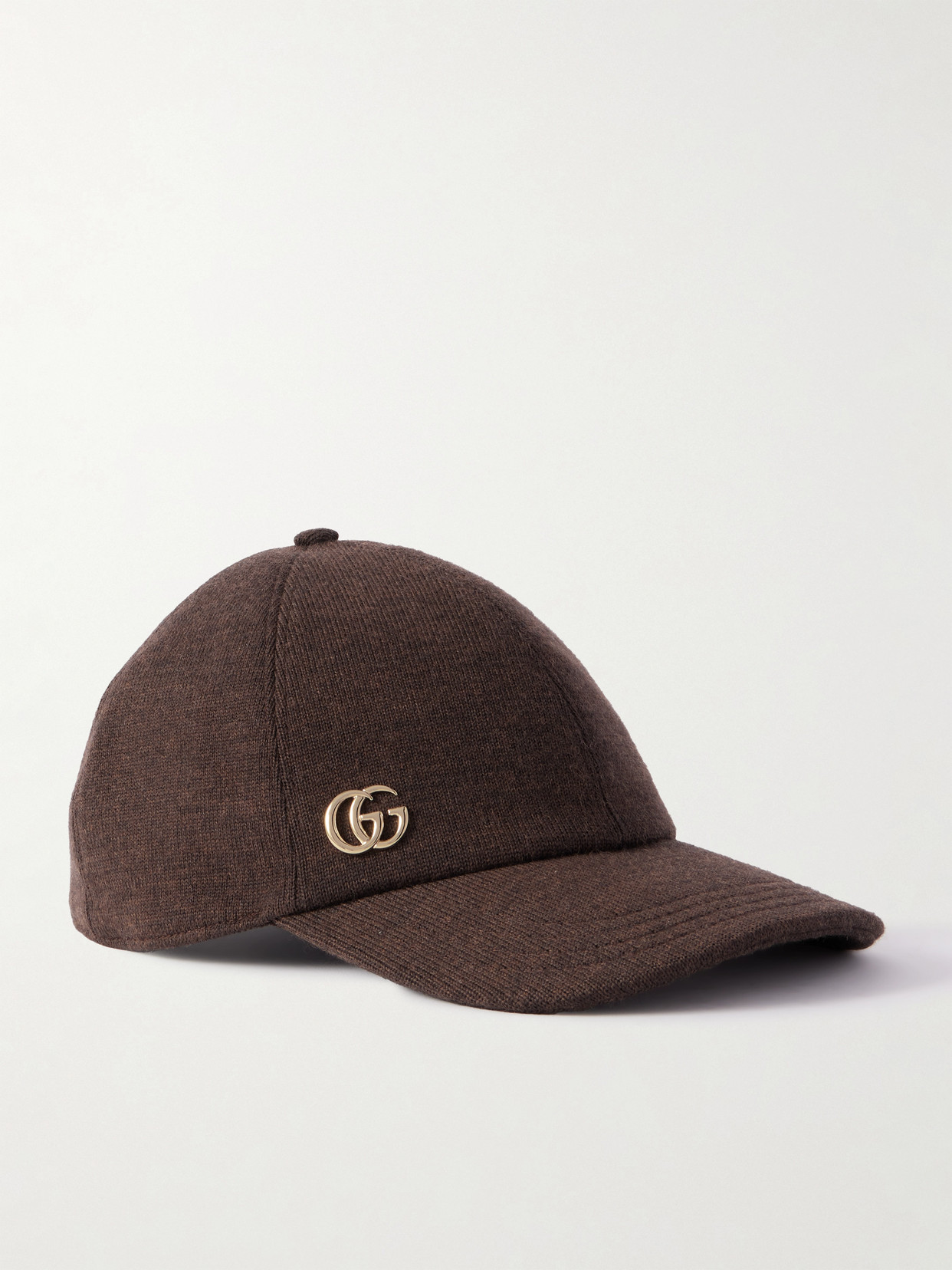 Gucci Yasmine Embellished Wool Baseball Cap In Brown