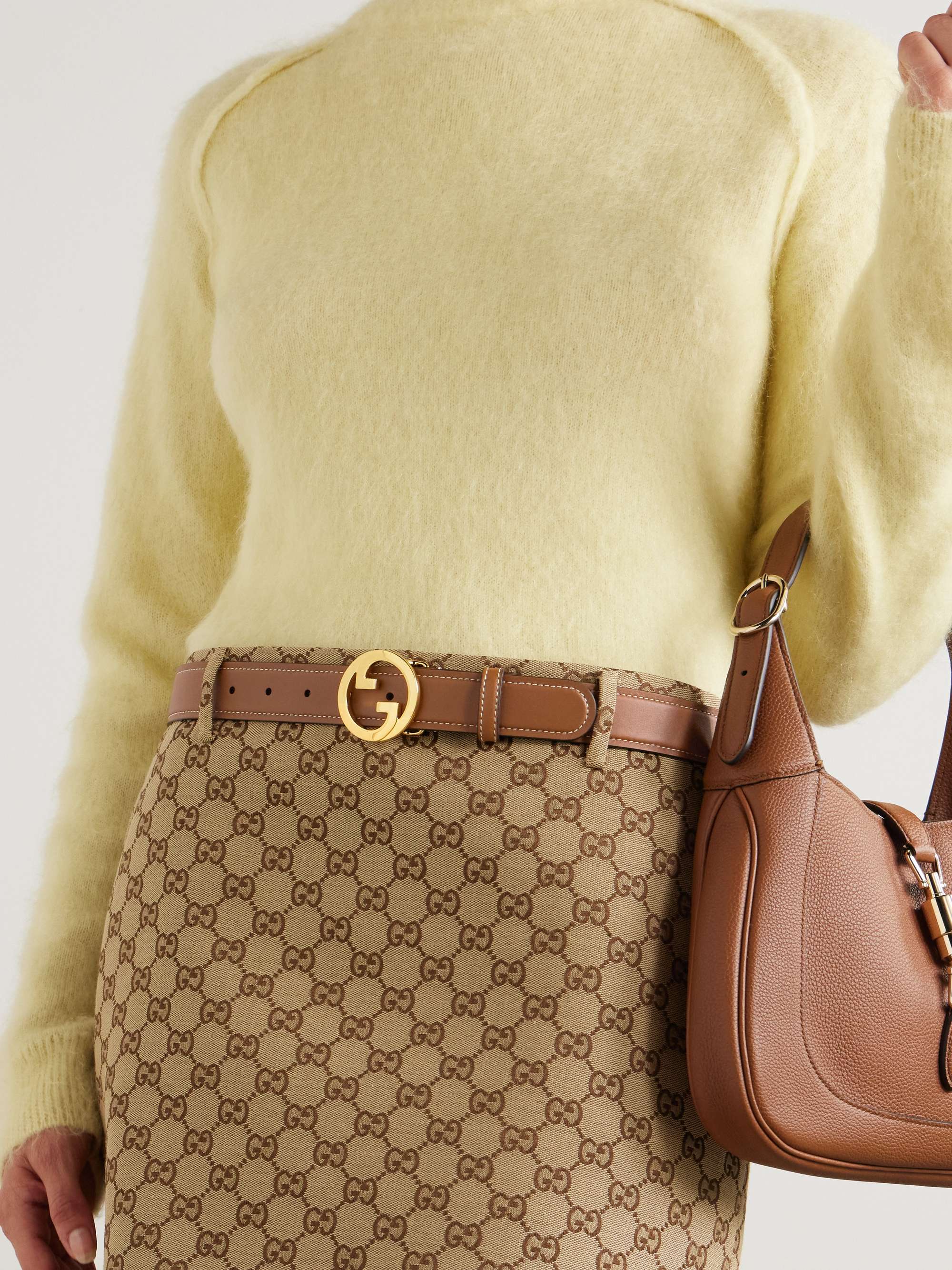 Gucci pebbled leather belt discount