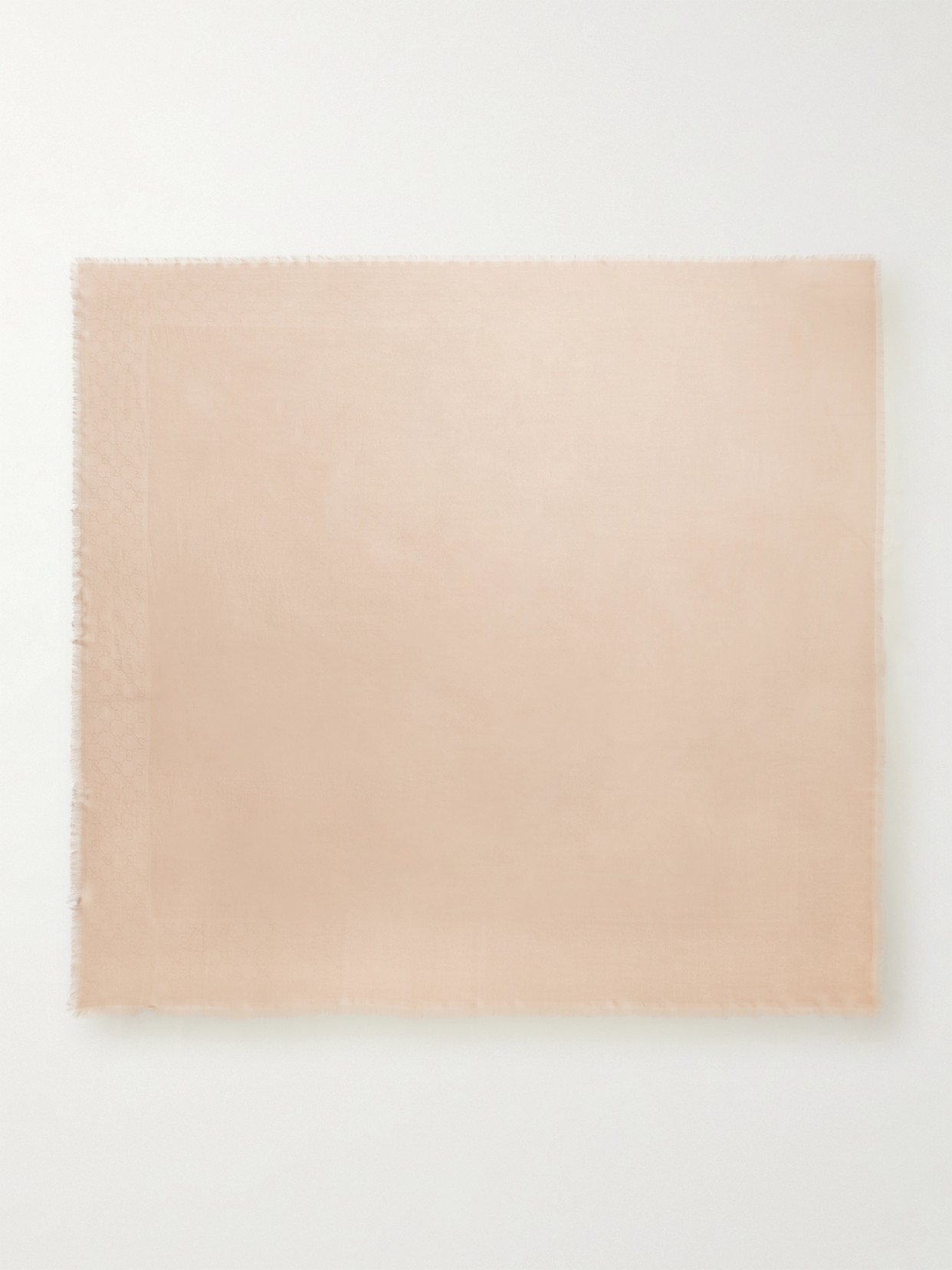 Gucci Frayed Wool And Silk-blend Jacquard Scarf In Pink