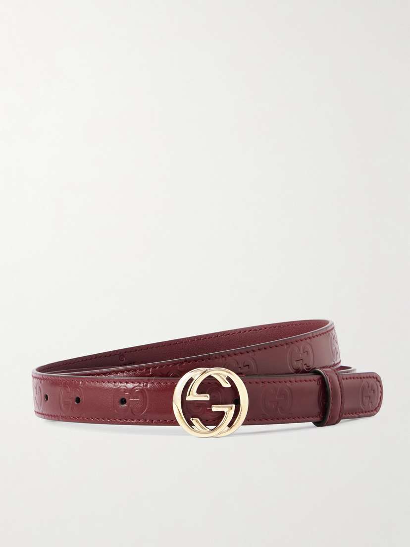 Gucci Interlocking G Logo-debossed Leather Belt