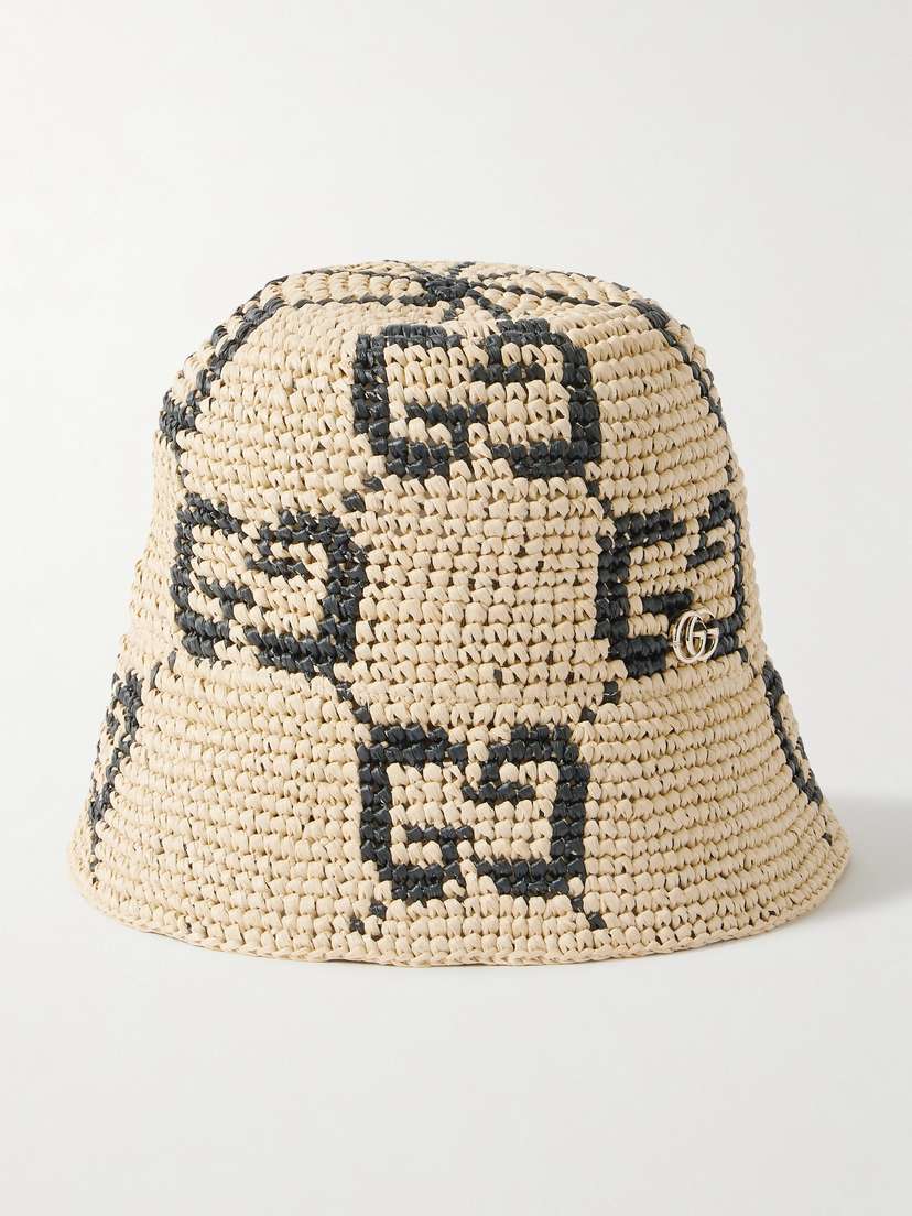 Gucci Embellished traw Bucket Hat