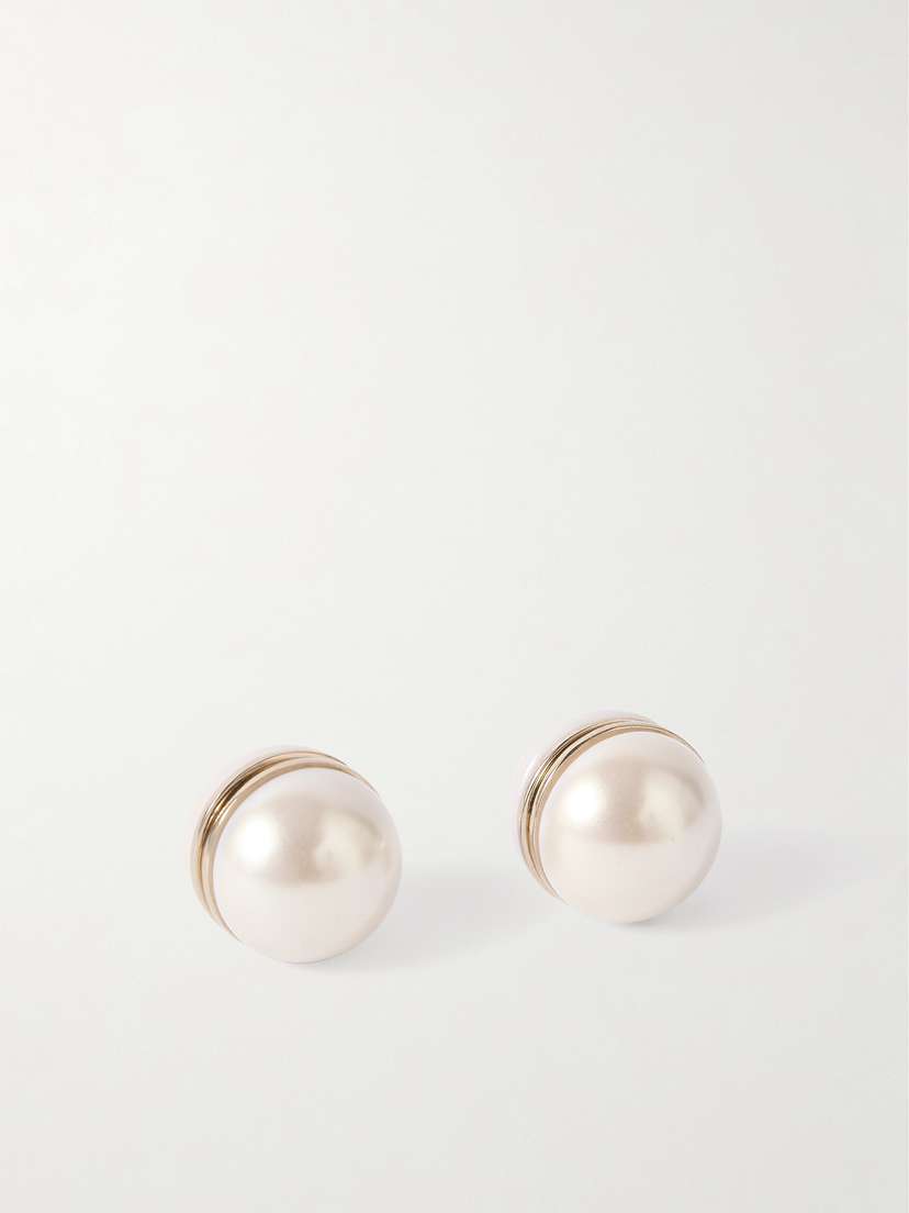 Gucci Gold-tone Faux Pearl Clip Earrings