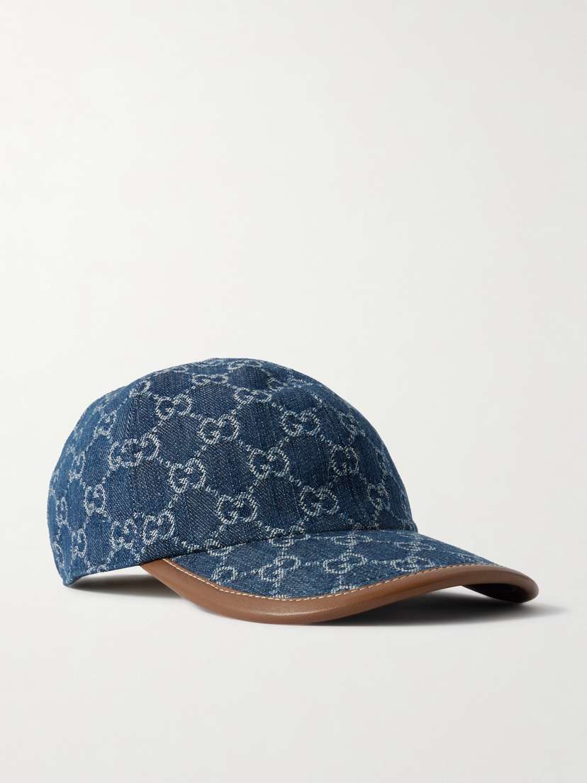 Gucci Leather-trimmed Denim Baseball Cap