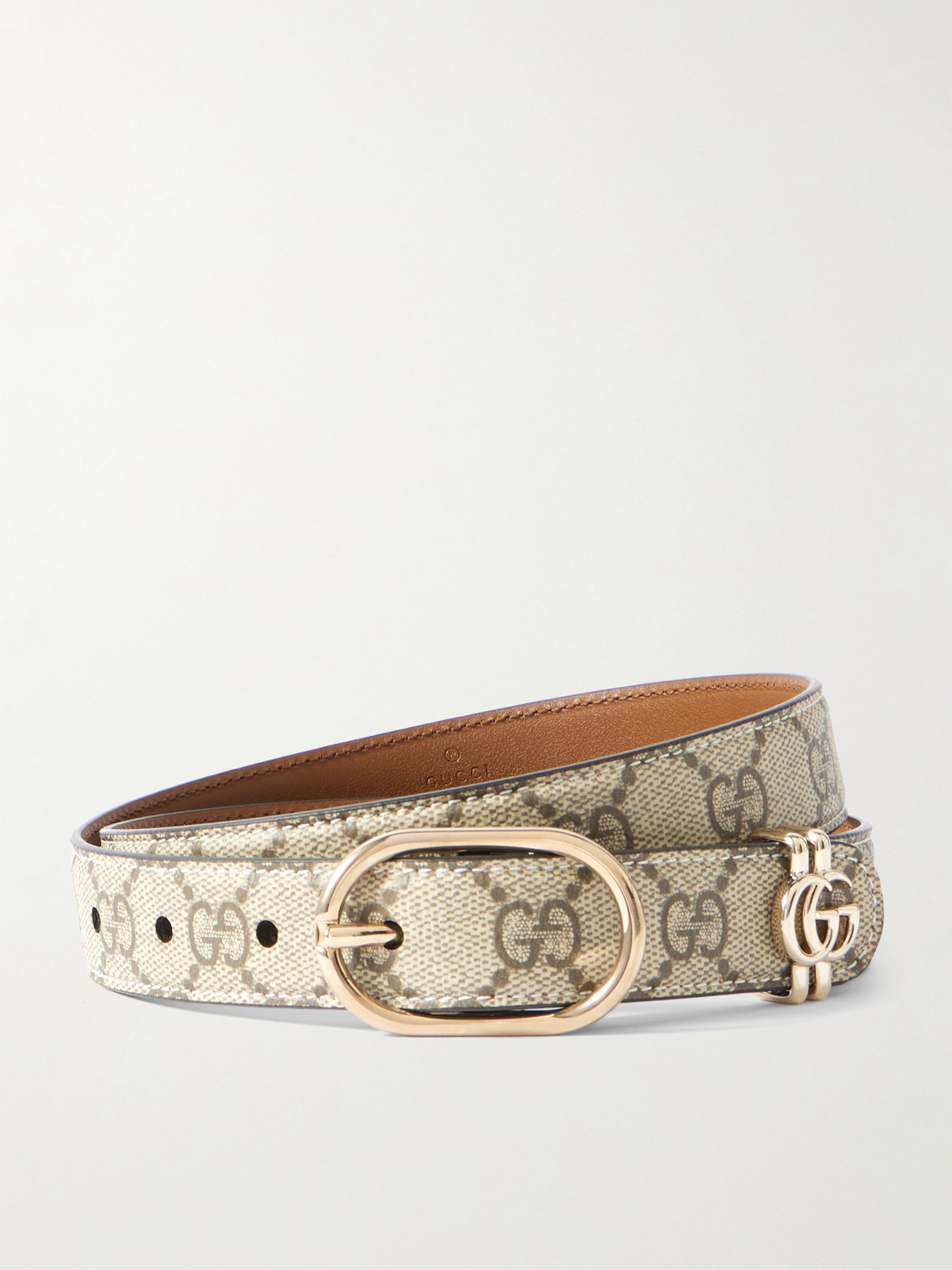 Gucci - Printed Coated-canvas Belt - Beige