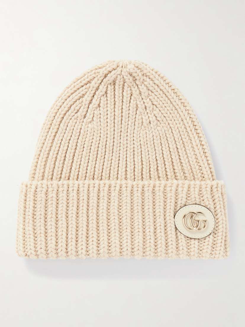 Gucci Victor Appliquéd Ribbed Metallic Wool-blend Beanie
