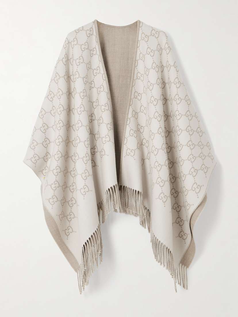 Gucci Reversible Fringed Wool-jacquard Cape