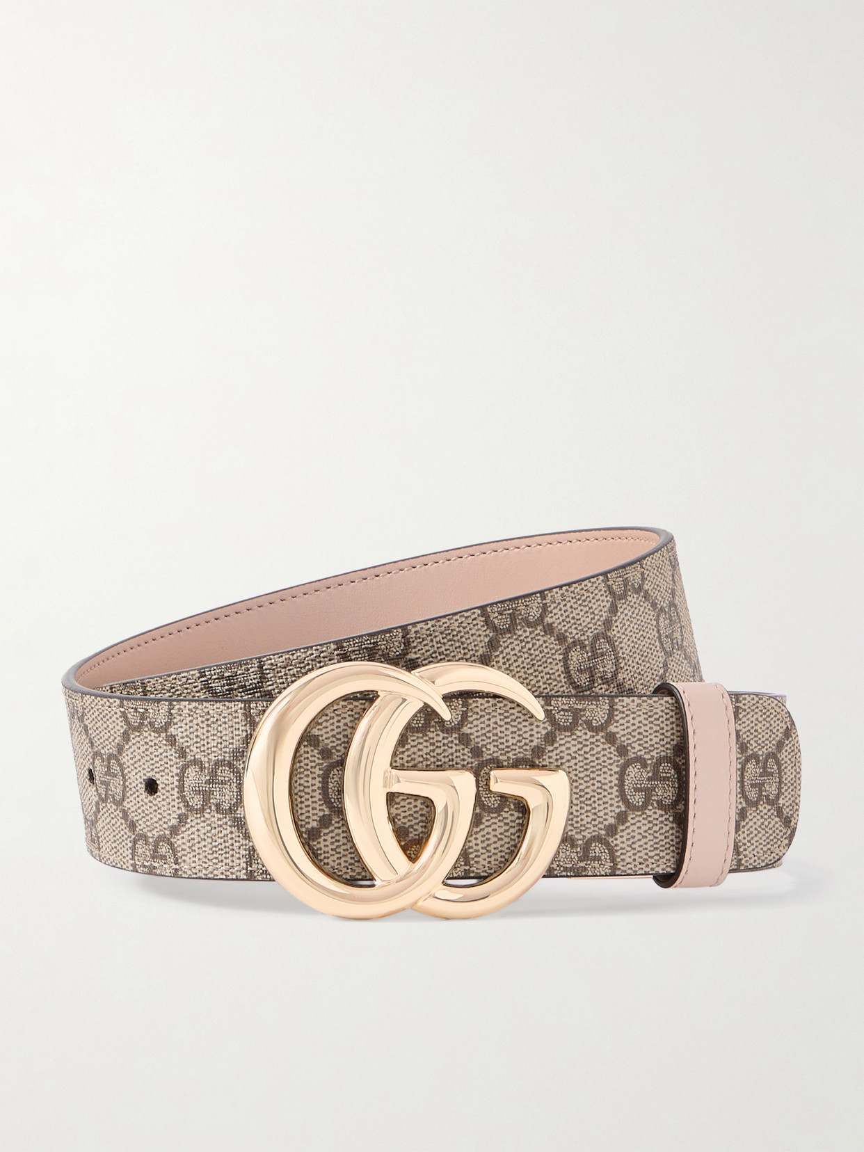 Gucci Printed Coated-canvas And Leather Belt In Red