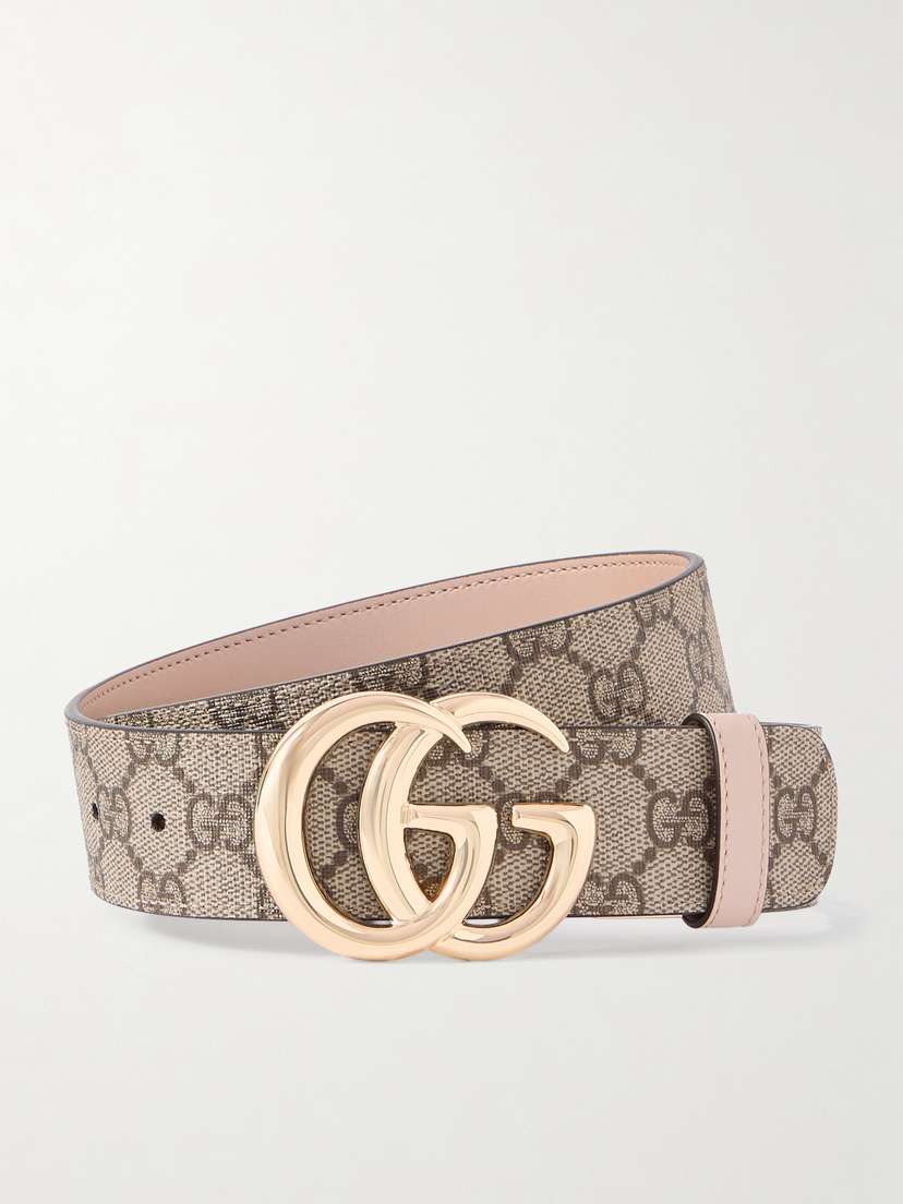 Gucci Printed Coated-canvas And Leather Belt