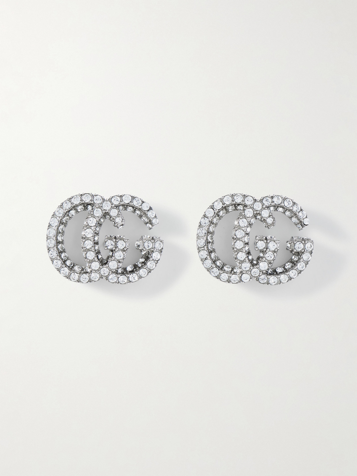 Gucci - Gg Marmont Silver-tone Crystal Earrings - One size