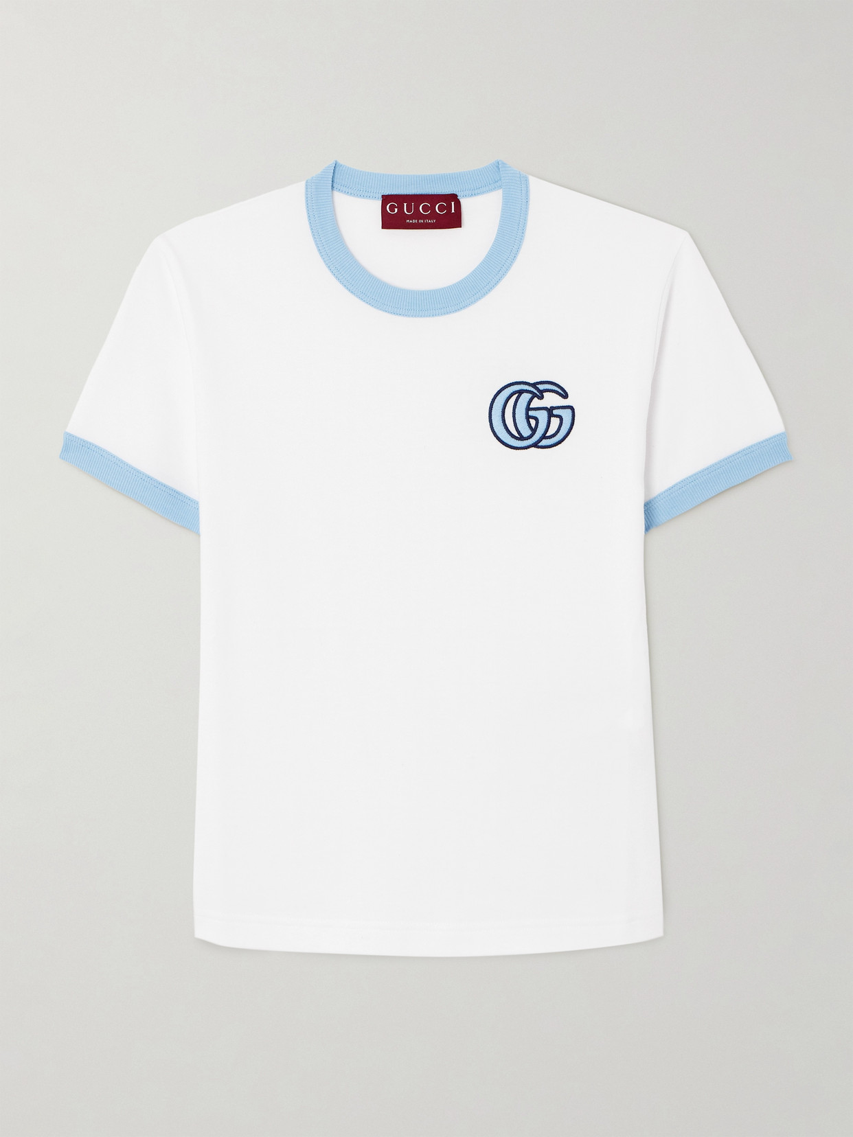 Gucci Embroidered Cotton-jersey T-shirt In White