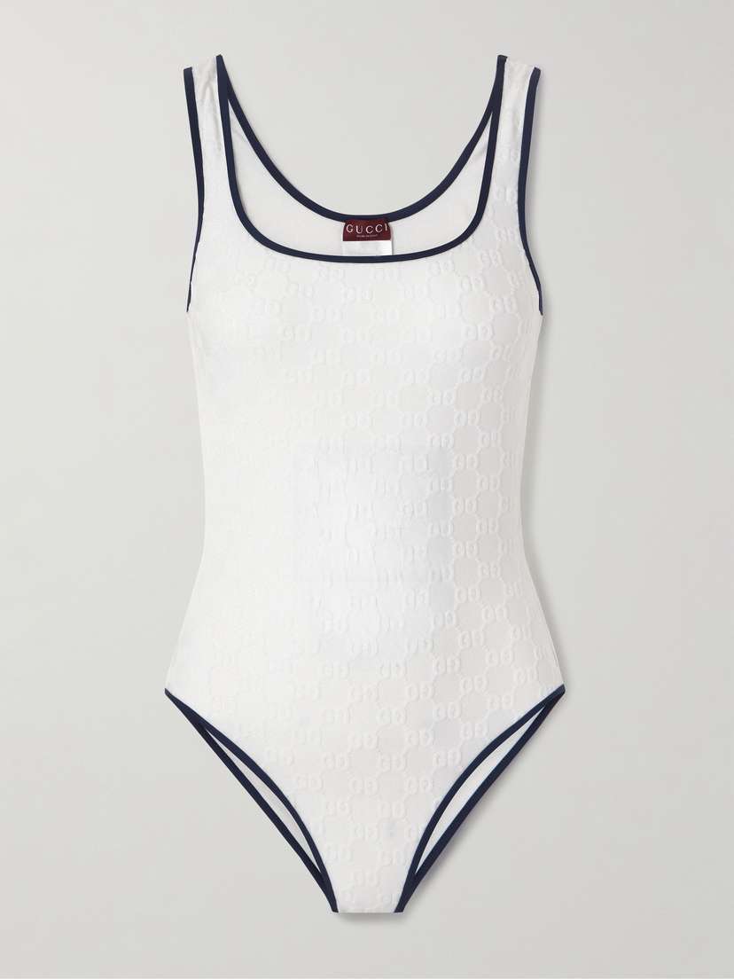 Gucci Piped Terry-jacquard Swimsuit