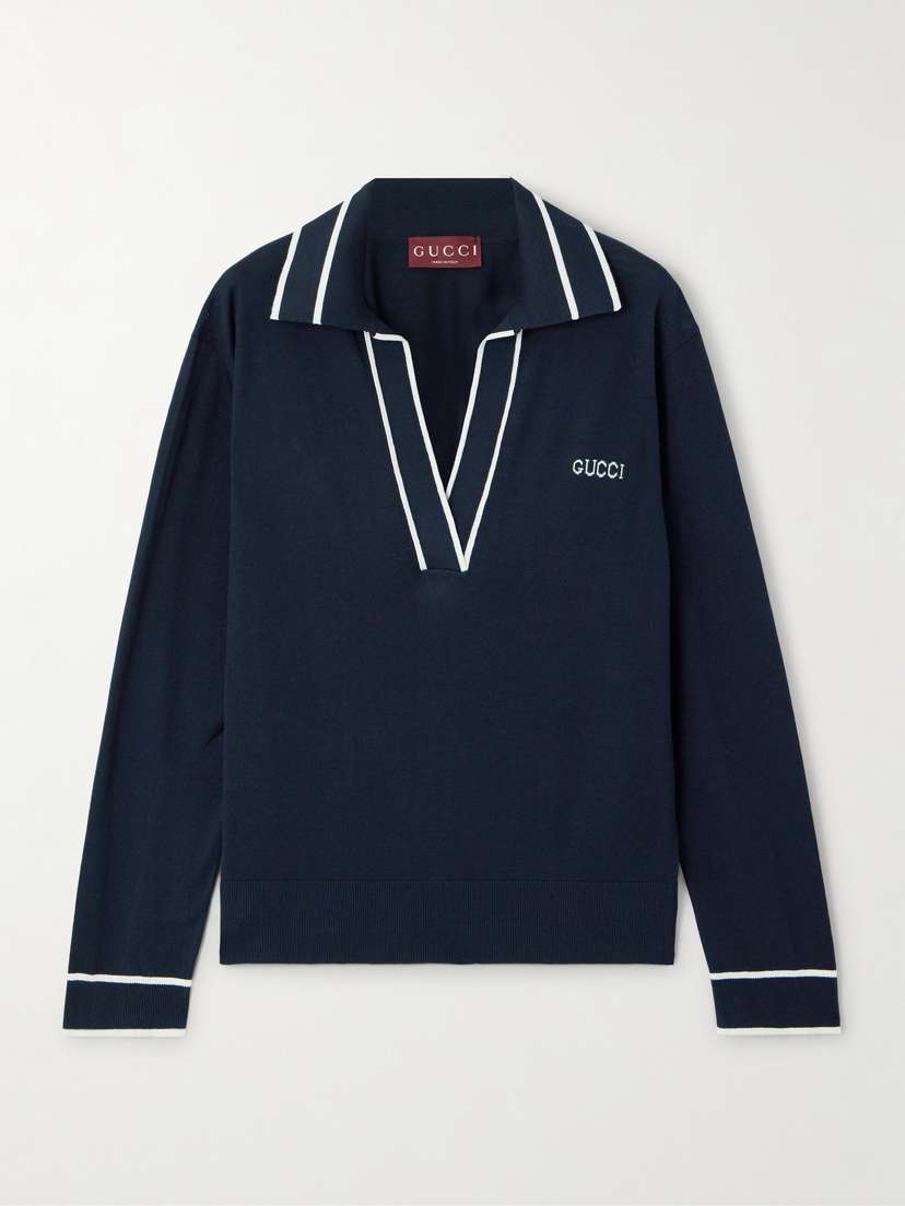 Gucci Striped Intarsia-knit Silk And Cotton-blend Sweater