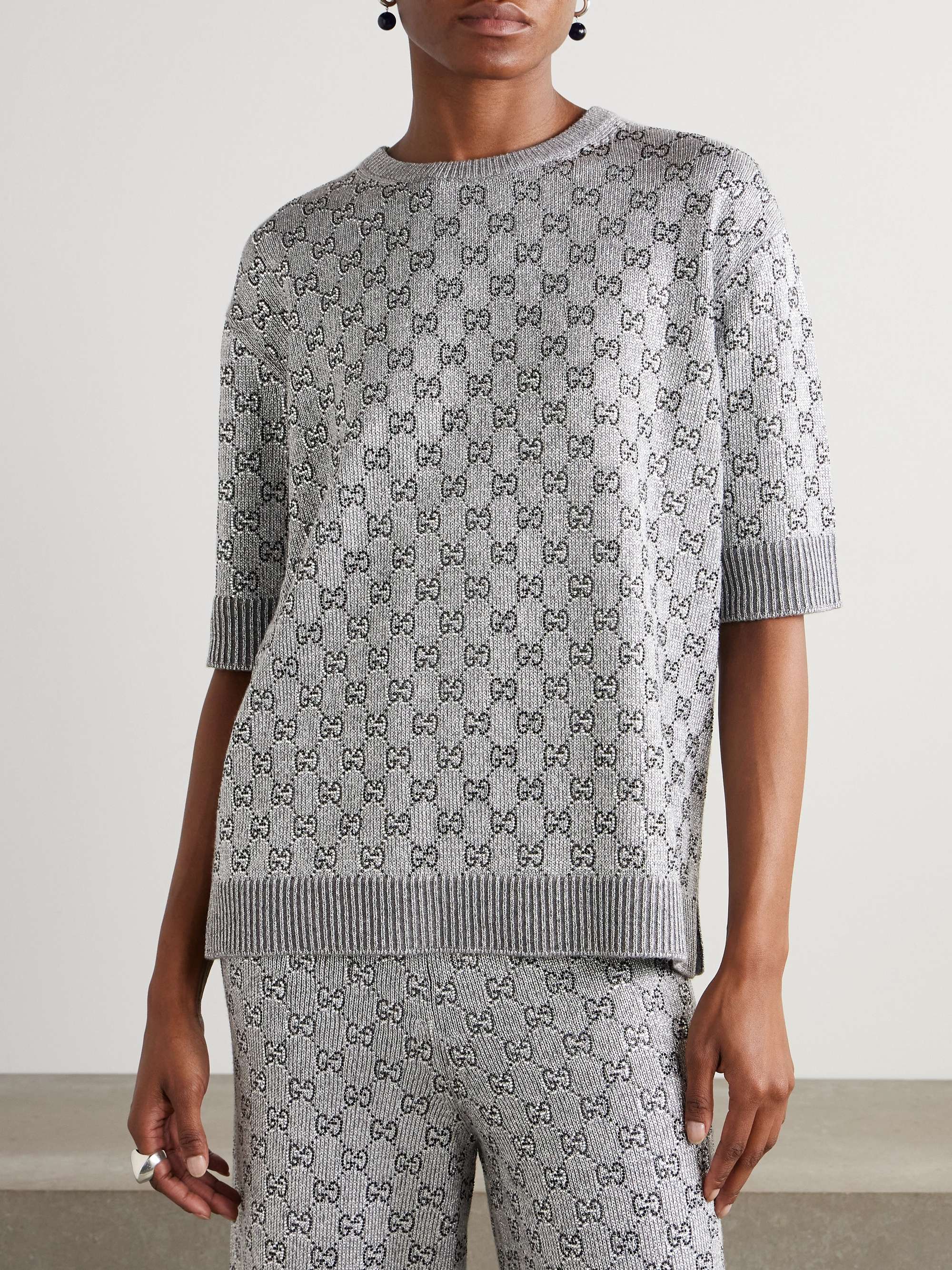 GUCCI Crystal-embellished metallic wool-blend sweater | NET GUCCI Crystal-embellished metallic wool-blend sweater | NET