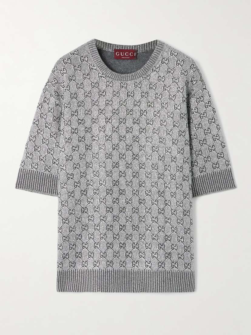 Gucci Crystal-embellished Metallic Wool-blend Sweater