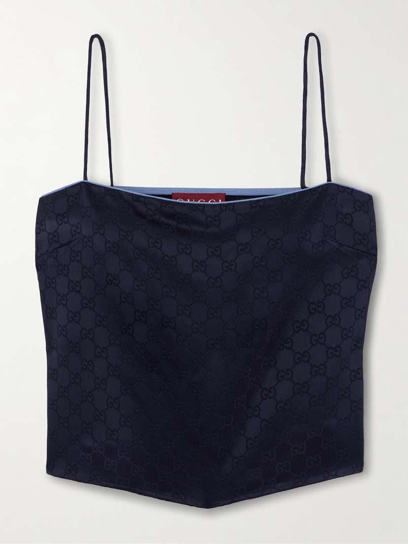 Gucci Cropped Satin-jacquard Camisole