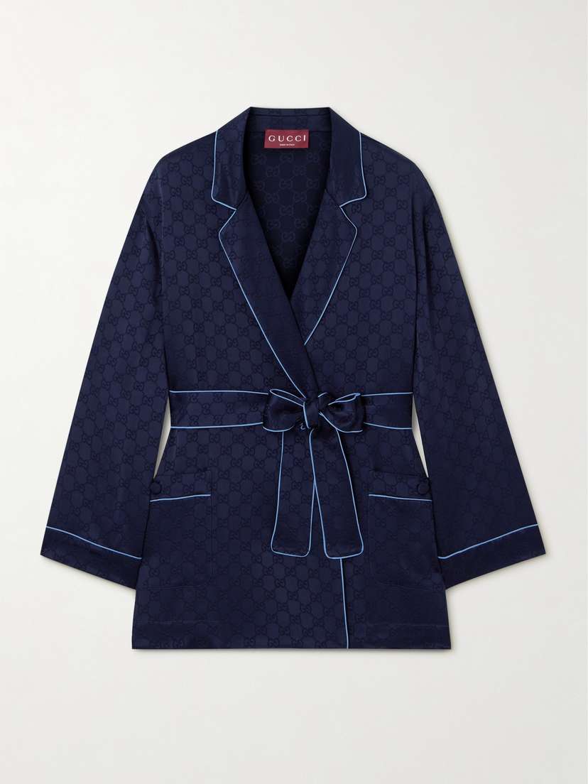 Gucci Belted Satin-jacquard Shirt