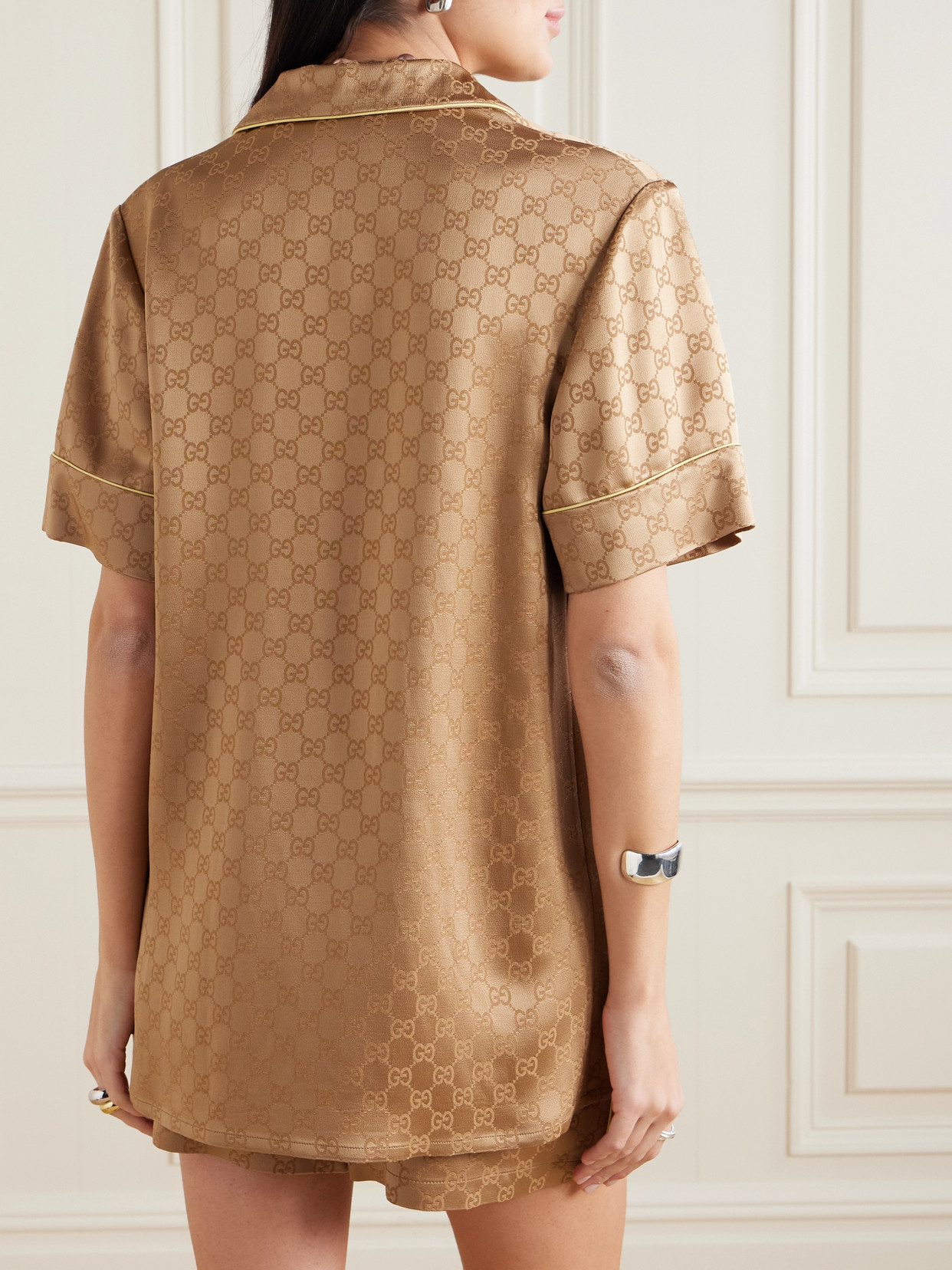 GG Hammered Satin-Jacquard Shirt