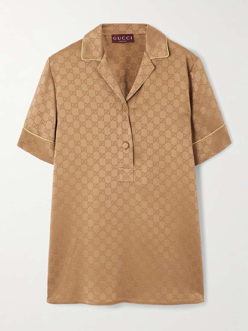 Gucci Gg Hammered Satin-jacquard Shirt