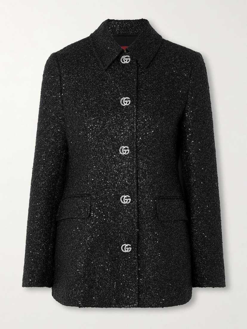 Gucci Embellished Metallic Tweed Jacket
