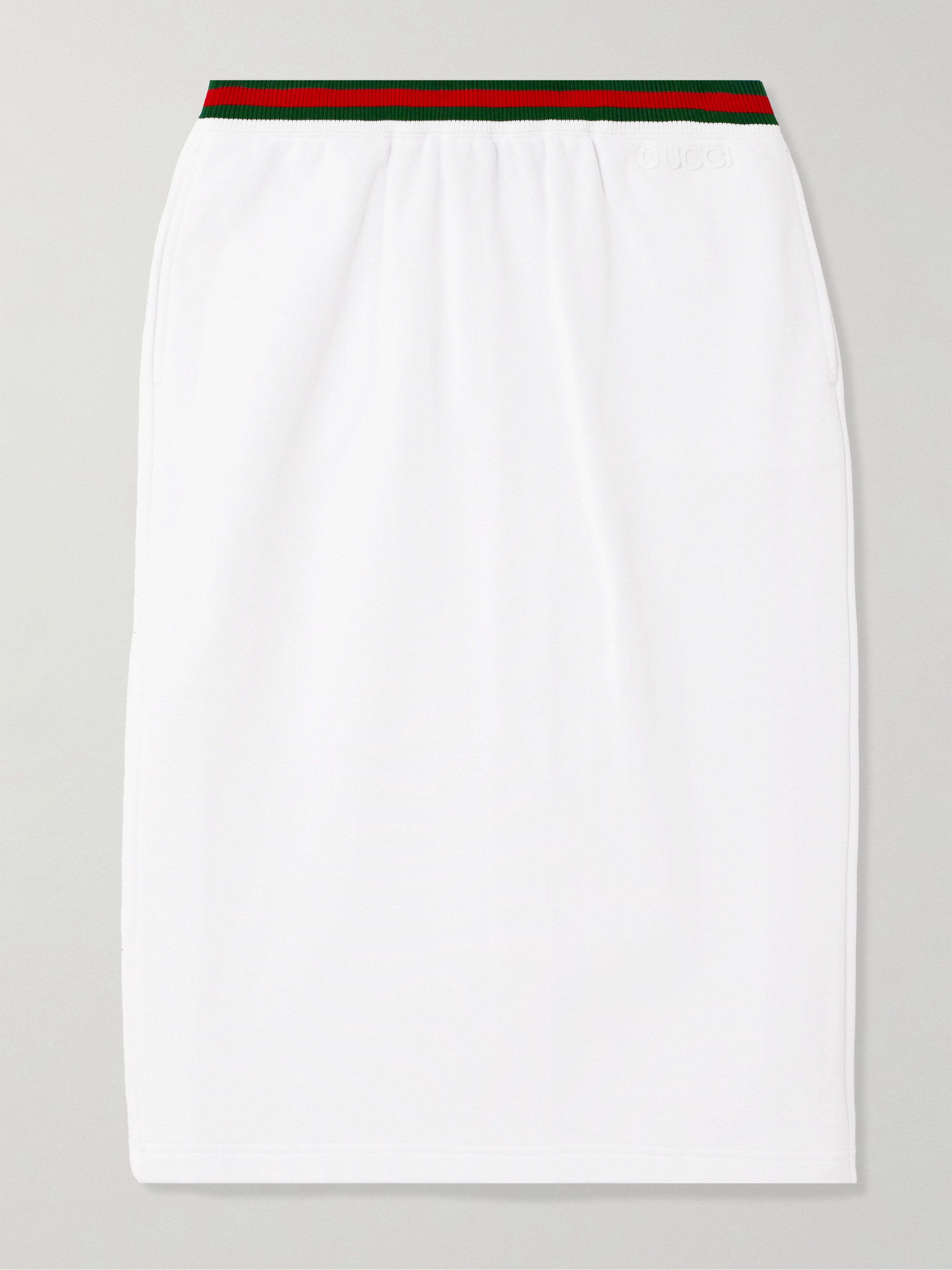 GUCCI ホワイトスカート Gucci - Striped cotton-jersey skirt | Plush