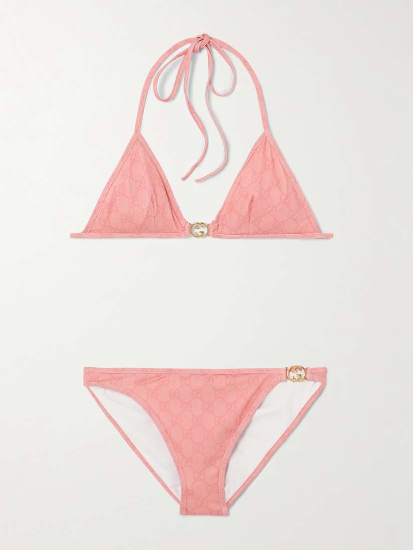 Gucci Embellished Printed Triangle Bikini