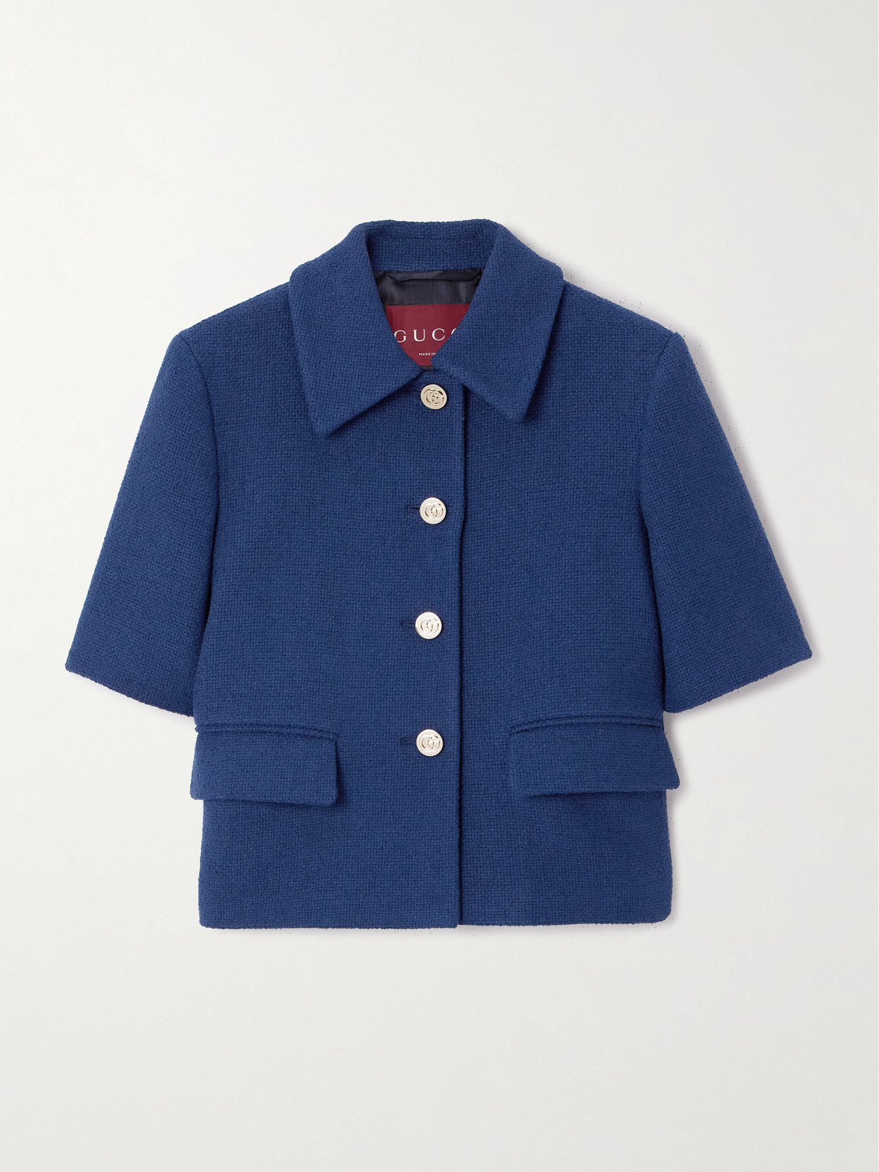 Gucci Cotton-blend Tweed Jacket In Blue