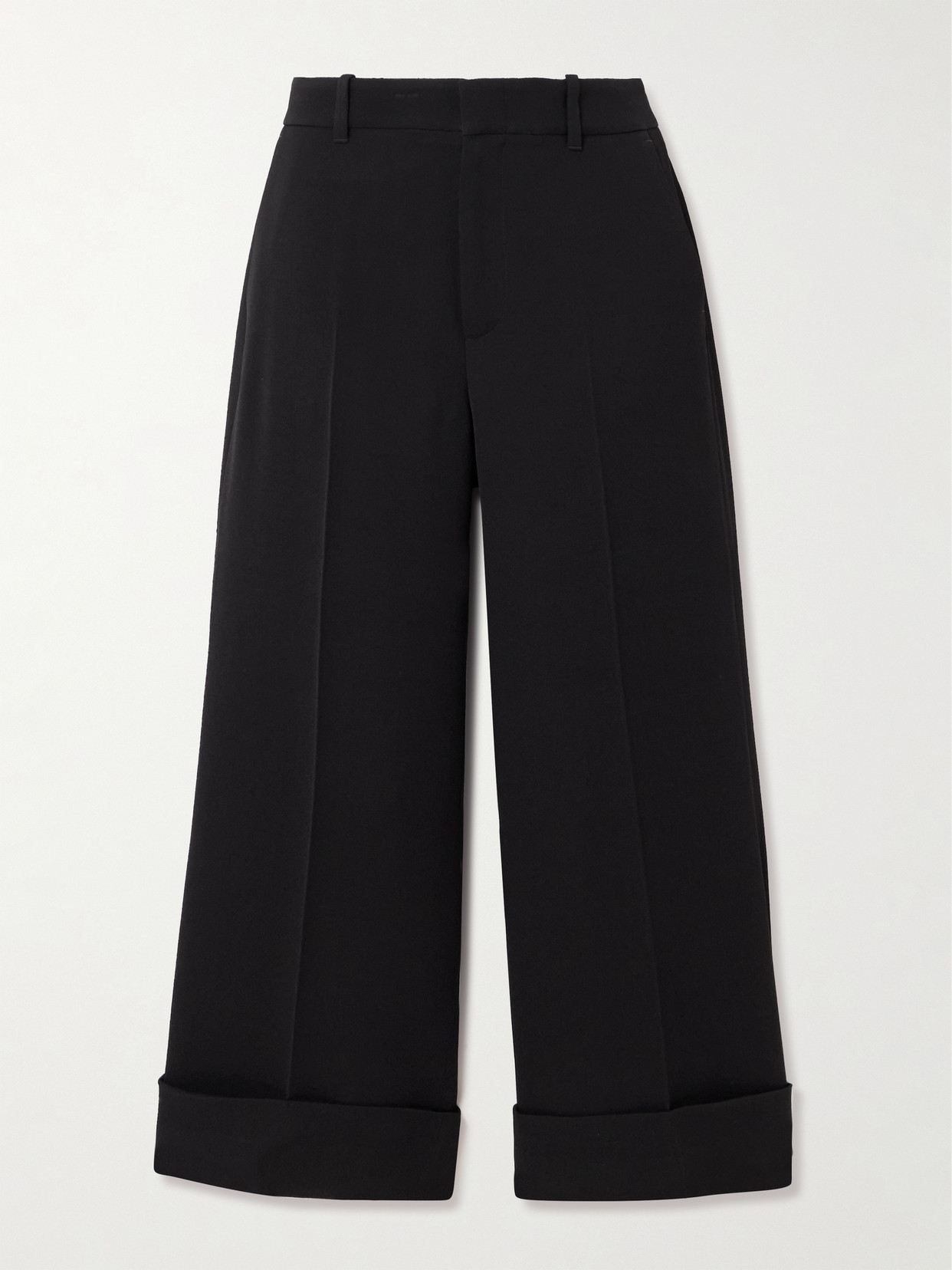 Gucci Cropped Crepe Wide-leg Trousers In Black