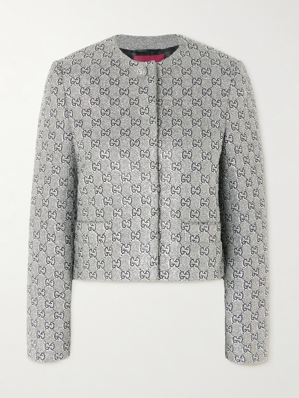 Gucci - Crystal-embellished Metallic Tweed Jacket - Gray