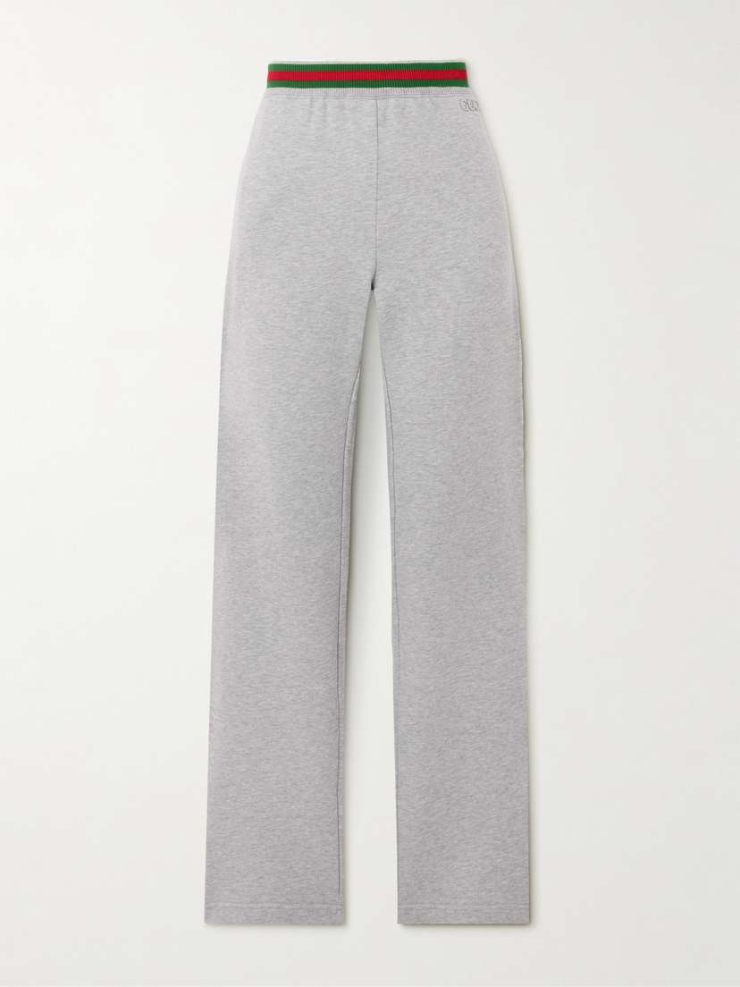 Gucci Appliquéd Striped Cotton-jersey Track Pants
