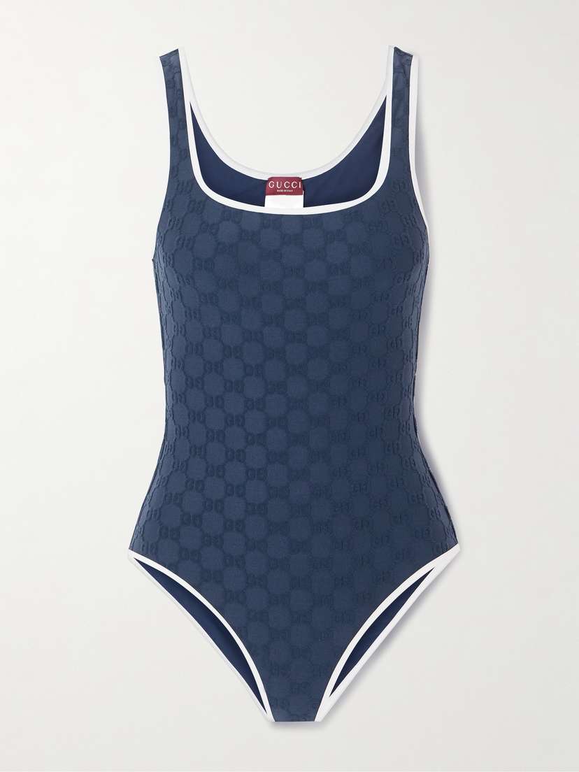 Gucci Piped Terry-jacquard Swimsuit