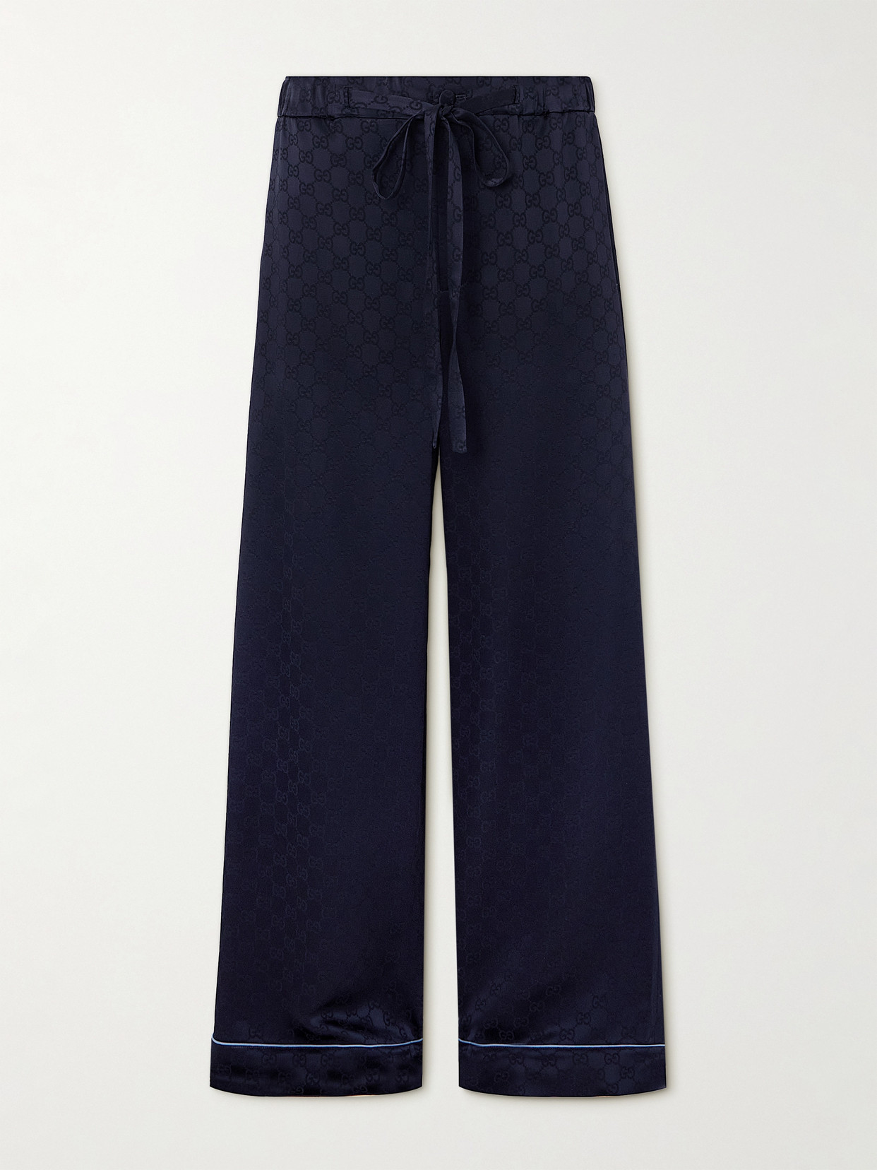 Gucci Satin-jacquard Wide-leg Trousers In Blue