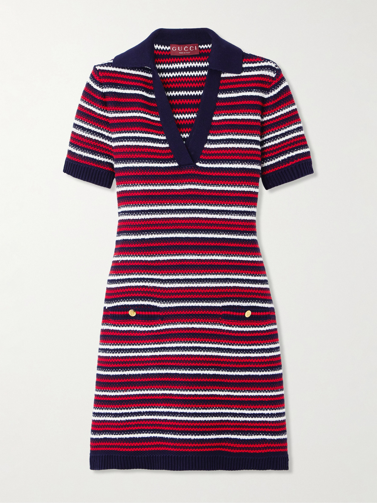 Gucci - Striped Jacquard-knit Cotton-blend Mini Dress - Red