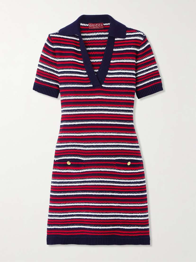 Gucci Striped Jacquard-knit Cotton-blend Mini Dress
