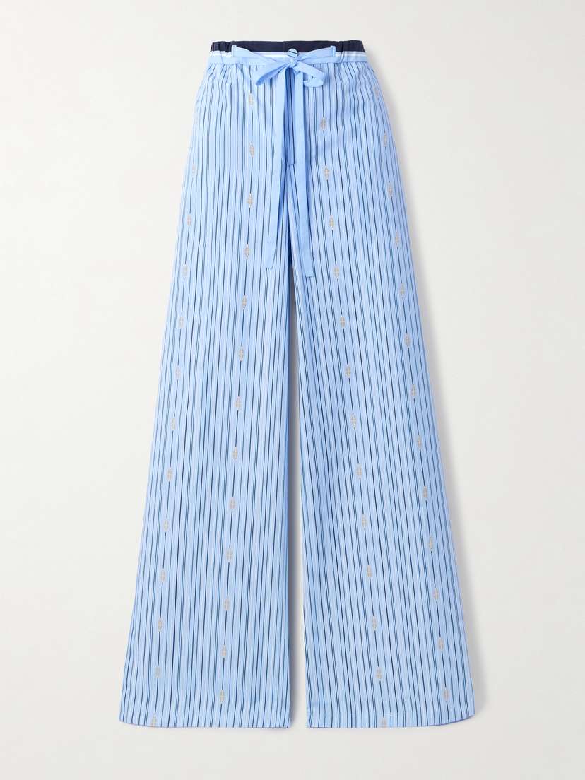 Gucci Printed Striped Cotton-poplin Wide-leg Pants