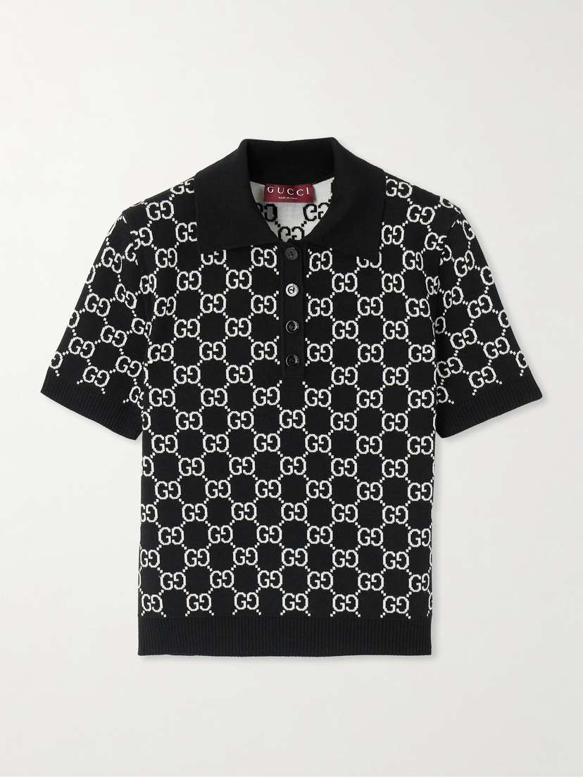 Gucci Reversible Logo-jacquard Wool-blend Polo Shirt