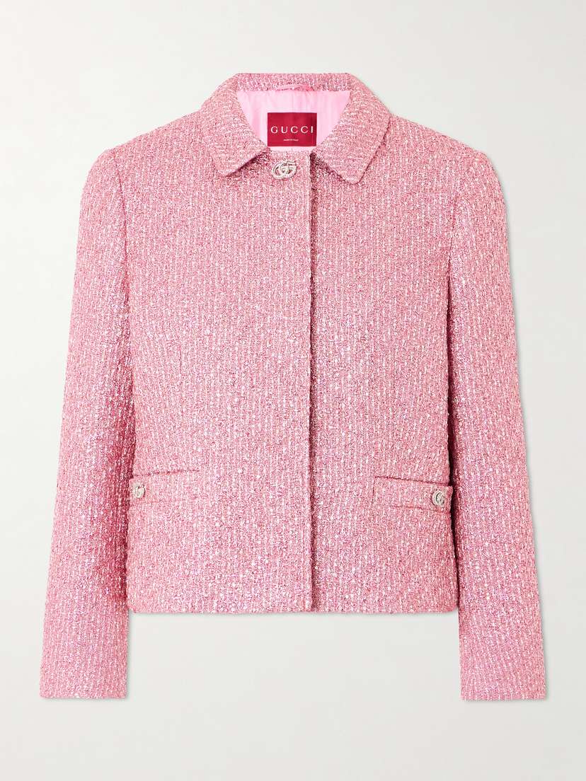 Gucci Crystal And Sequin-embellished Lamé-tweed Jacket